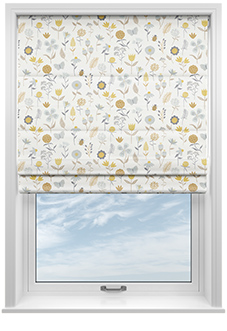 Floral Whimsy, Silver - Twist&Fit Roman Blind